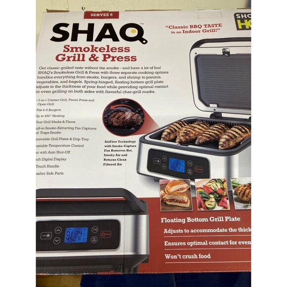 SHAQ 3-in-1 Smokeless Grill and Press Brand New in Box Sealed as Seen on TV - Picture 2 of 4